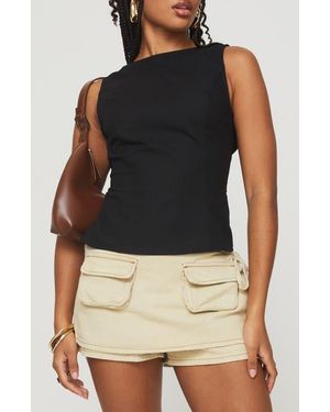 Princess Polly Lilitina Open Back Cotton & Linen Tank - Blue