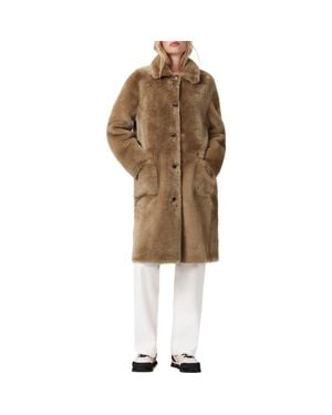 AllSaints Serra Reversible Genuine Shearling Coat - Brown