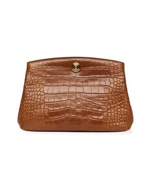 Liffner Pushlock Croc Embossed Leather Clutch - Brown