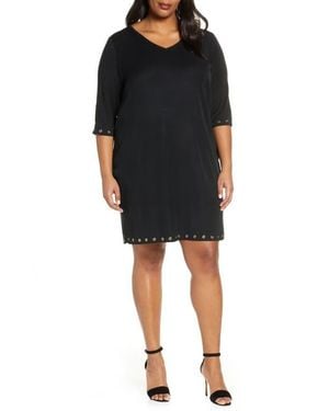 Ming Wang Grommet Detail Sheath Dress - Black