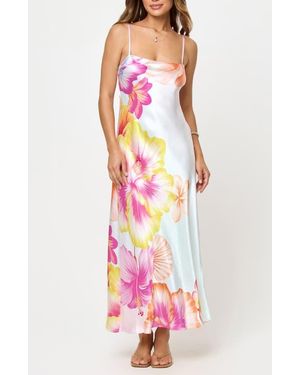 LSPACE Gabby Floral Bias Cut Cotton Sateen Cover-Up Maxi Dress - Pink