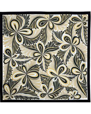 SILKSILKY Pure Silk Abstract Floral Pattern Square Scarf - Green