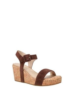 Pelle Moda Wiltz Ankle Strap Platform Wedge Sandal - Brown