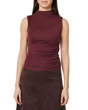 Habitual Ruched Sleeveless Top - Red