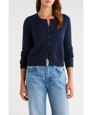 Reformation Clara Cashmere Crew Cardigan - Blue
