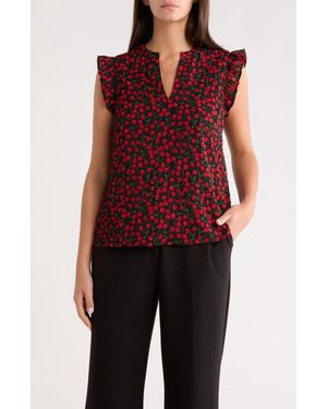 Sugarlips Cherry Crush Flutter Sleeve Top - Red