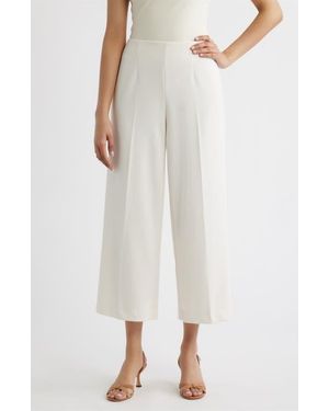 Anne Klein Pull-On Crop Wide Leg Pants - White
