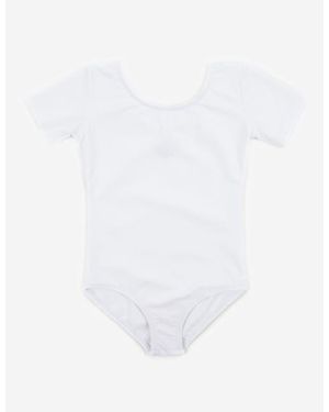 Leveret Girls Short Sleeve Leotard - White