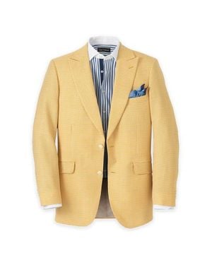 Paul Fredrick Houndstooth Wool Single Breasted Peak Lapel Sport Coat - Metallic