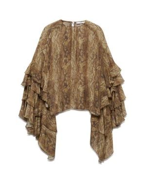 Mango Carola Tiered Bell Sleeve Chiffon Top - Natural