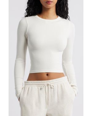 Florence By Mills Softie Seamless Long Sleeve Crop T-Shirt - White