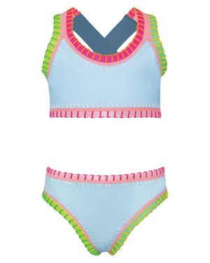 PQ Swim Kids' Sporty Embroidered Two-Piece Swimsuit - Blue