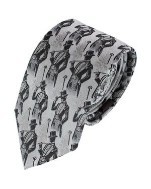 Trafalgar Extra Long Ambrose Dapper Night Silk Tie - Gray