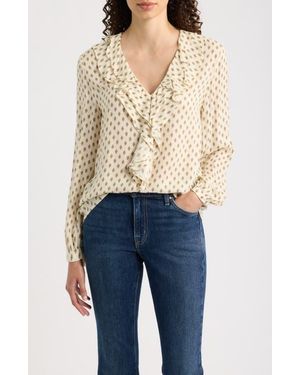 Emme Donare Ruffle V-Neck Top - Blue