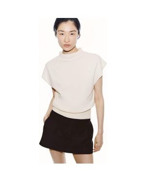 H&M Cap-Sleeved Fine-Knit Top - White