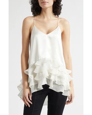 Cinq À Sept Cabrina Silk Ruffle Top - White