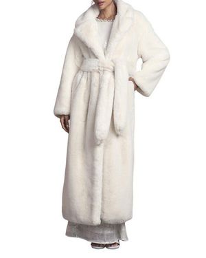 Coast Occasion Belted Longline Fur Coat - White