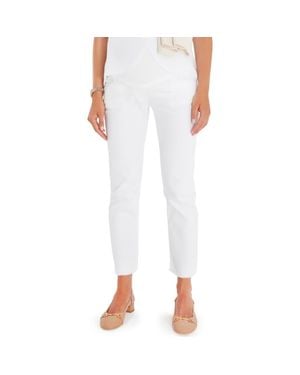 Accouchée Graceful Non-Denim Foldover Waistband Maternity Pants - White