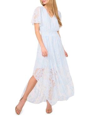 Cece Lace Smocked Waist Maxi Dress - White
