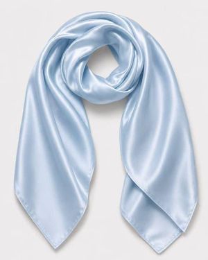 SILKSILKY Pure Silk Classic Elegant Square Scarf - Blue