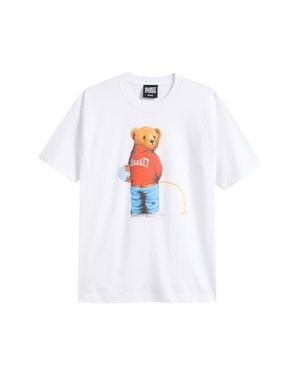 Market Trouble Making Bear Cotton Graphic T-Shirt - White