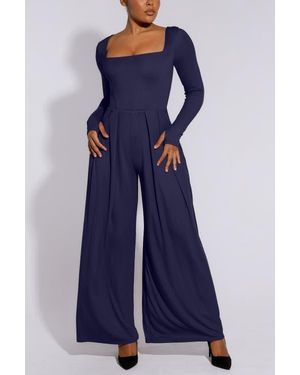 Shapellx Airslim Square Neckline Built-In Shaping Jumpsuit - Blue