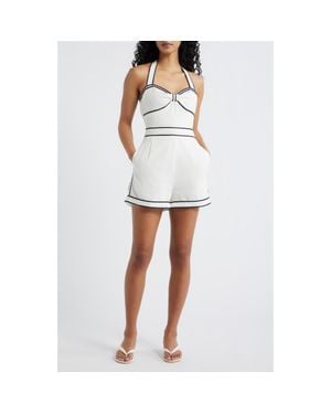 Line & Dot Anchor Stripe Halter Romper - White