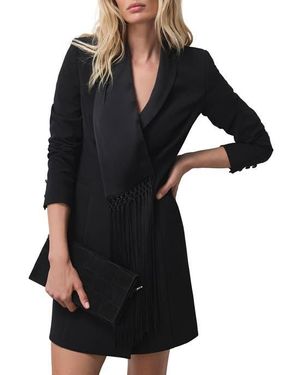 Mint Velvet Velvet Frill Detail Mini Dress in Black