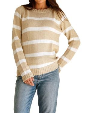 Paneros Clothing Sloane Stripe Cotton Crewneck Sweater - Blue
