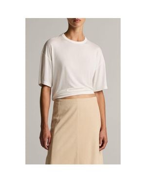Vince Relaxed Crewneck Modal & Silk T-Shirt - White