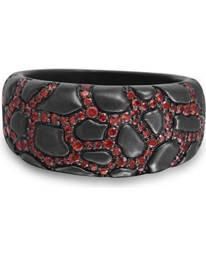 LuvMyJewelry Fiery Ascent Sterling & Garnet Band Ring - Gray