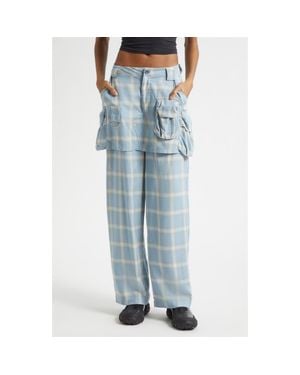 Collina Strada Cargo Skirt Overlay Wide Leg Pants - Blue