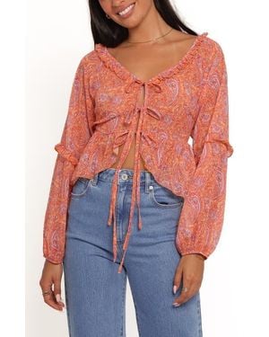 Petal & Pup Isolt Paisley Print Tie Front Shirt - Red