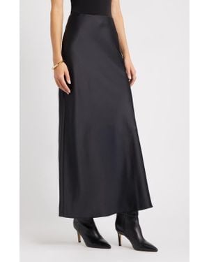Open Edit Satin Maxi Skirt - Black