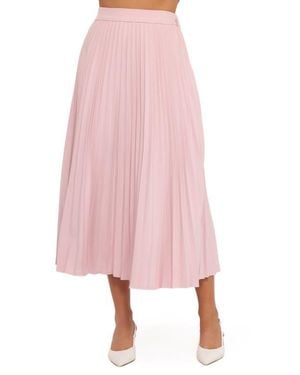 Petal & Pup Liliana Pleated High Waist Midi Skirt - Pink