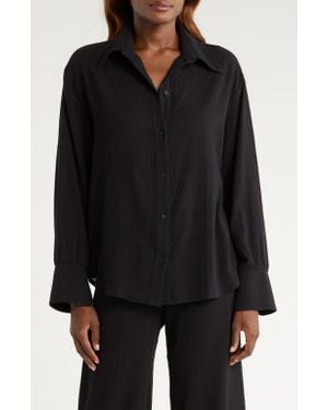 Andine Essen Bastia Cotton Gauze Button-Up Shirt - Black