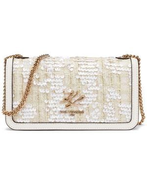 KARL LAGERFELD Kosette Boucle+Sequins Crossbody - Natural