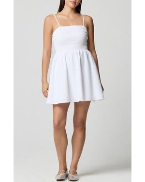 Florence By Mills Fit & Flare Smocked Minidress - White