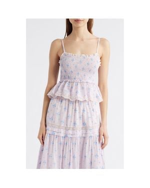 LoveShackFancy Marzenia Peplum Top - Purple