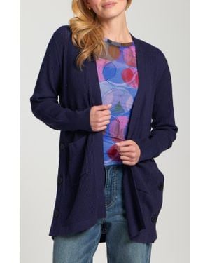 Apny Open Stitch Long Cardigan - Blue
