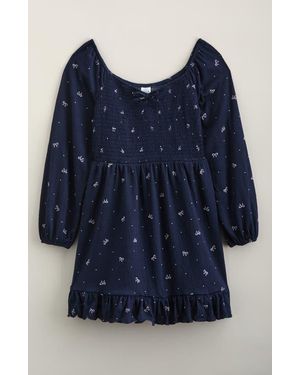 Treasure & Bond Kids' Ruffle Hem Smocked Dress - Blue