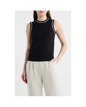 DELUC Contrast Piping Crop Tank - Black