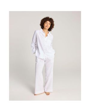 Nudea The Seersucker Boxy Long Sleeve Shirt - White