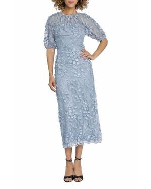 Maggy London Illusion Floral Appliqué Gown - Blue