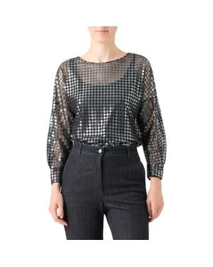 Akris Punto Metallic Dot Semisheer Shirt - Black