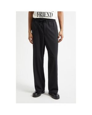 Ami Paris Elastic Waist Wool Gabardine Pants - Black