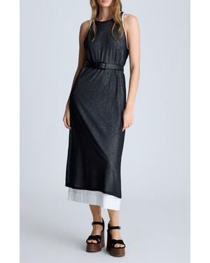 Kenneth Cole Sheer Layer Midi Dress - Black