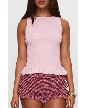 Princess Polly Chauntelle Smocked Cotton Top - Red