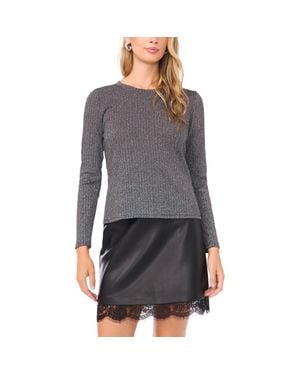 Vince Camuto Metallic Long Sleeve Top - Gray