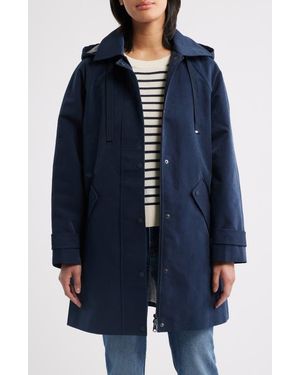 Bernardo Flared Hooded Raincoat - Blue